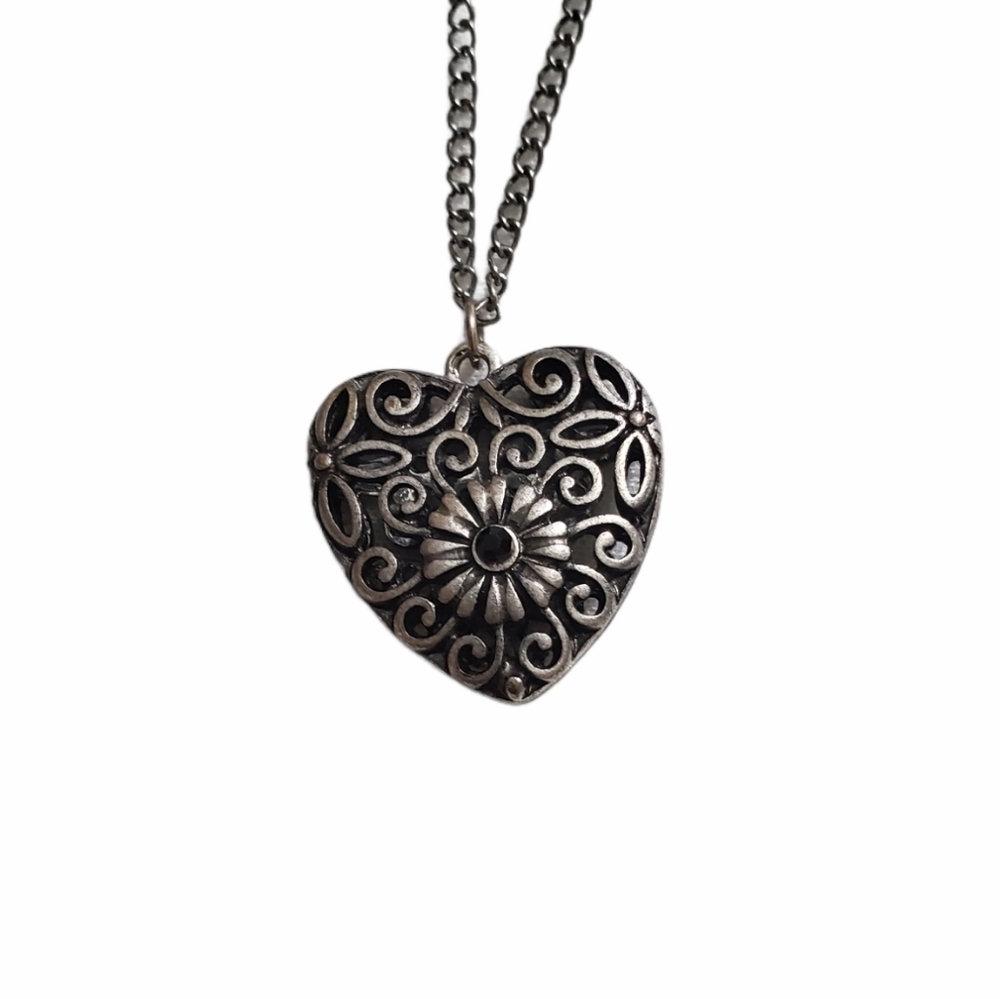 Double Sided Heart Silver-tone Neckl…